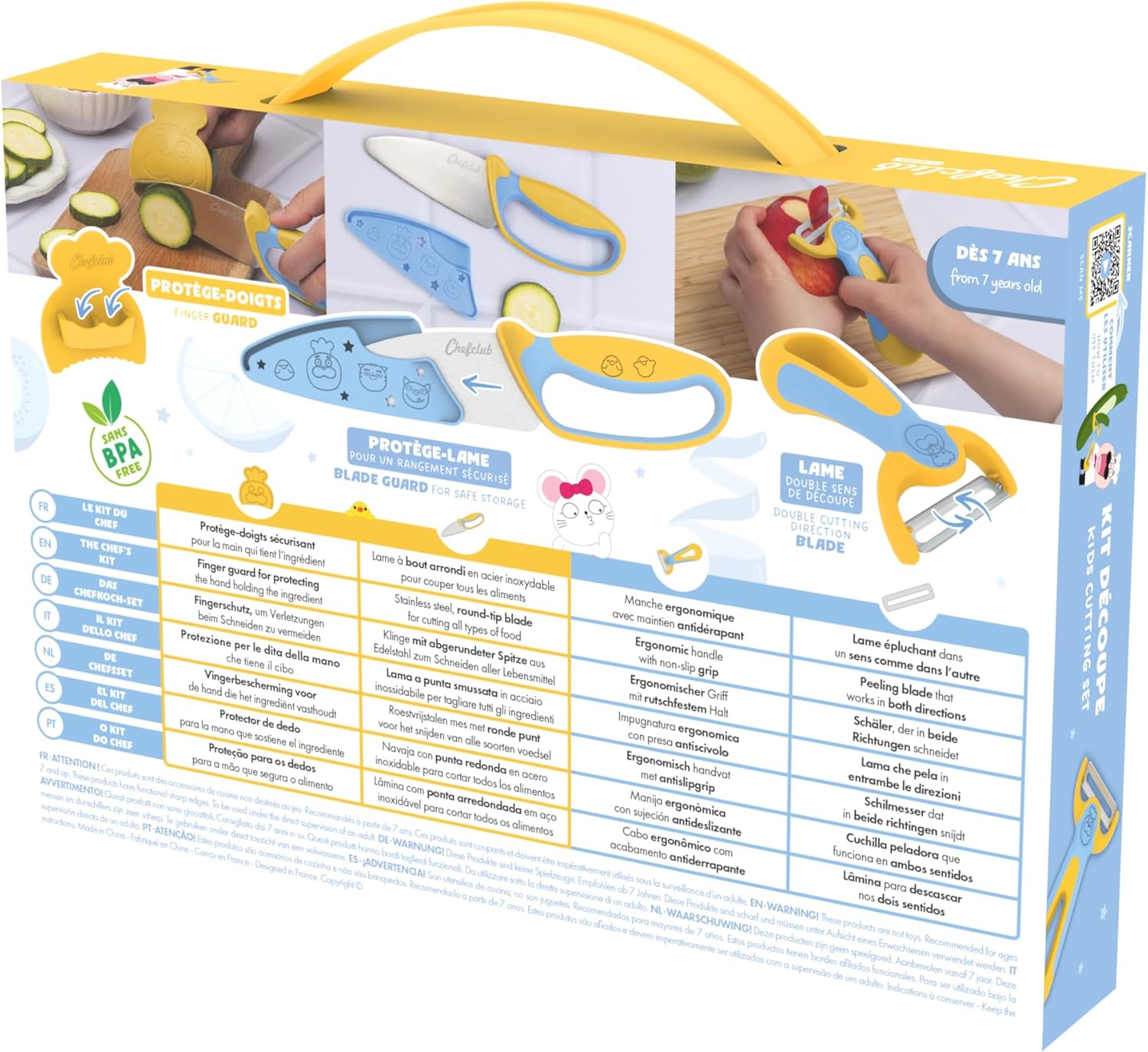 Chefclub - Coffret Kids - couteau éplucheur inox, manches soft, sécurité enfant