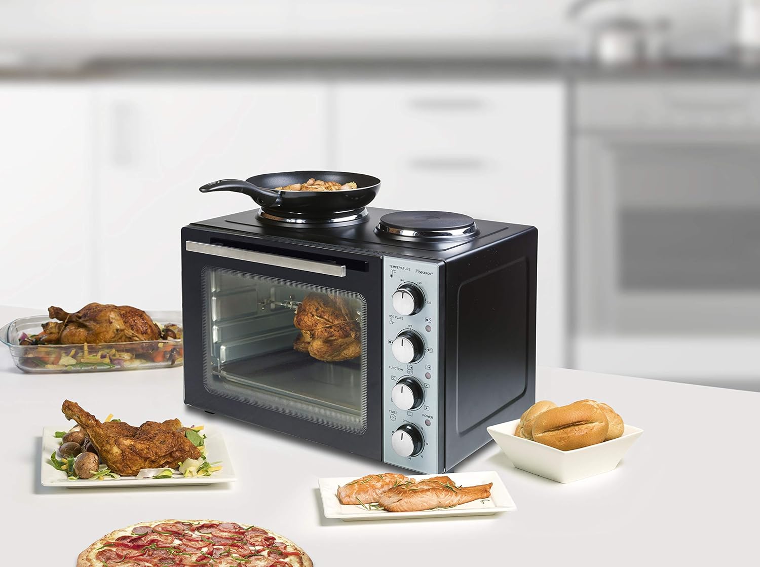 Bestron - cuisinière grill double - 3200W, 230°, chaleur tournante