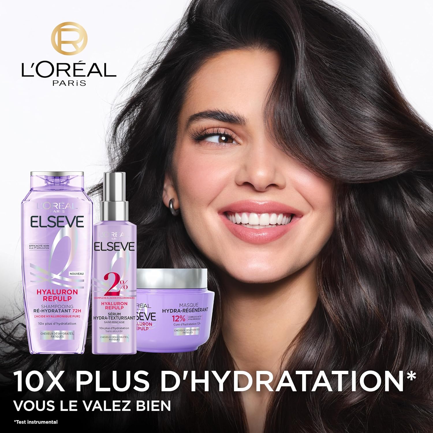 L'Oréal Paris - Elseve Hyaluron Repulp - Soins hydratants - Acide hyaluronique, hydratation 72H, 3 produits