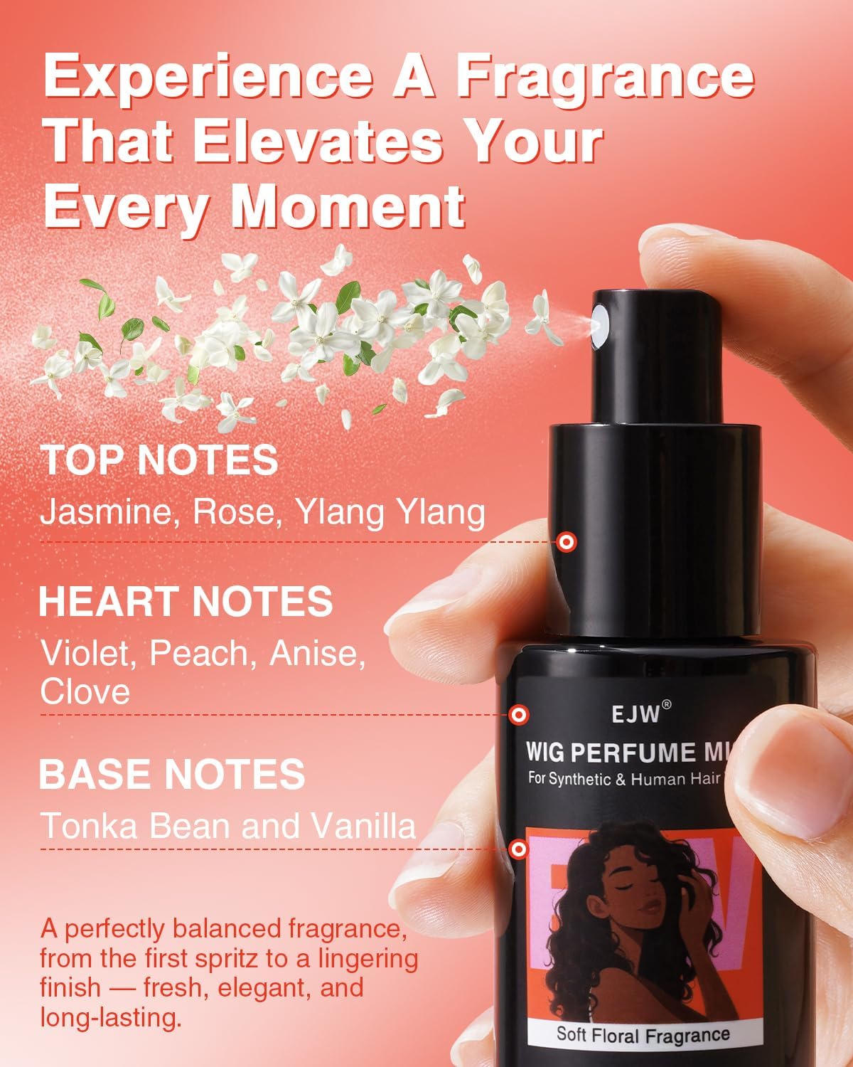 EJW - Spray rafraîchissant perruques - 30 ml - anti-odeur, brillance