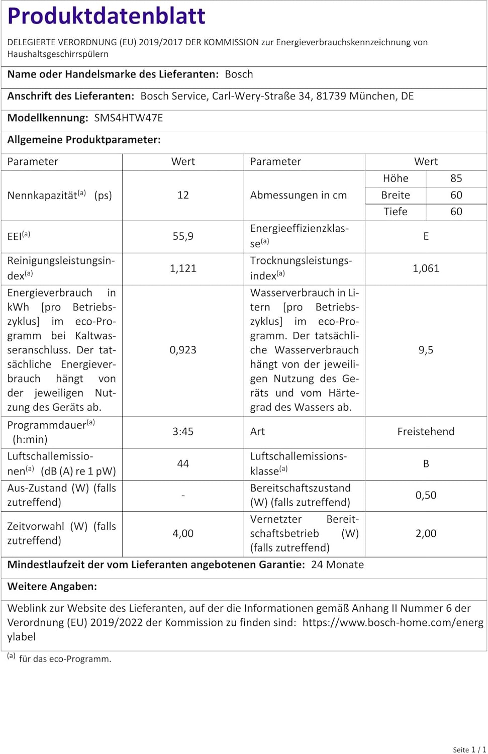 Bosch - Série 4 lave-vaisselle 60cm, 12 couverts, silencieux, Home Connect - SMS4HTW47E