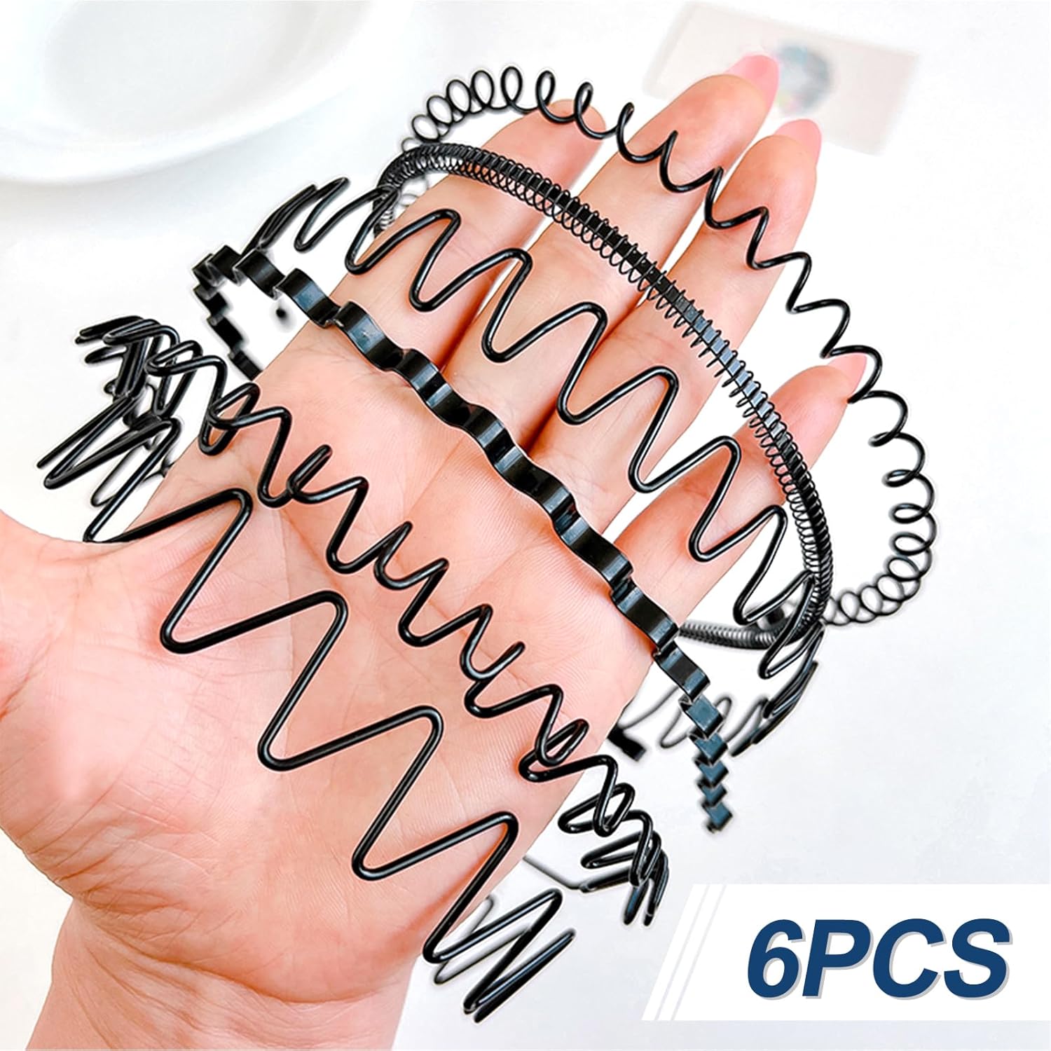 Serre-tête homme - lot de 6 - métal ondulé, élastique, antidérapant, sport