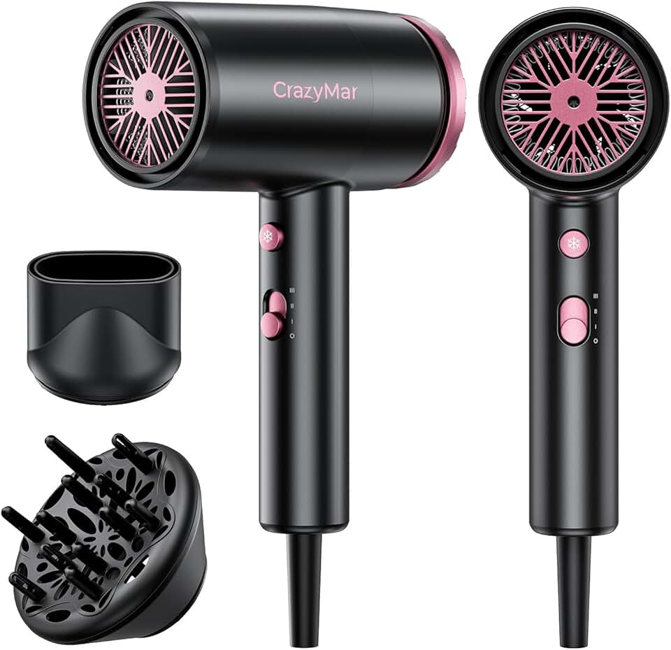 Sèche-cheveux professionnel - compact, léger, 3 vitesses, 350M ions