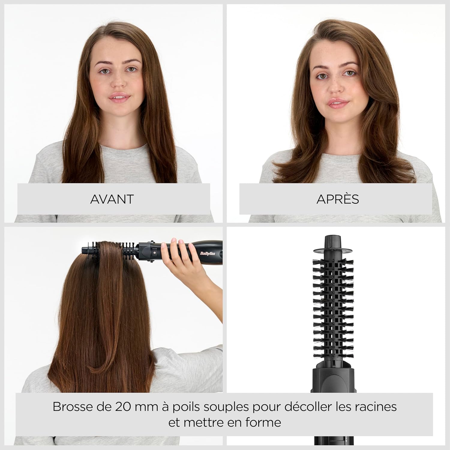 BaByliss - Brosse soufflante Smooth Finish - 1200W - 4-en-1, 3 températures, ionique - AS122E