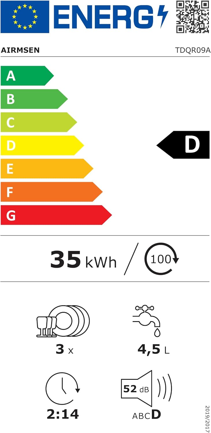 AIRMSEN - Mini lave-vaisselle de table - 5L - 8 programmes, départ différé, sécurité enfant