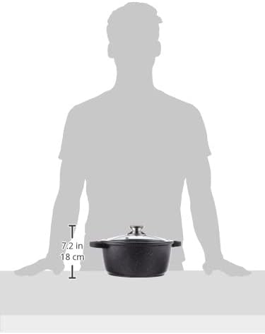 Kamberg - Faitout série Pierre - 24 cm - Fonte aluminium, induction, couvercle en verre - 0008032