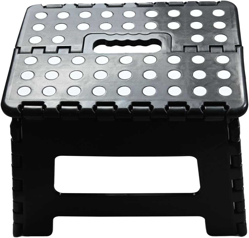 Armo - Tabouret pliant compact - poignée de transport, 150kg max, noir
