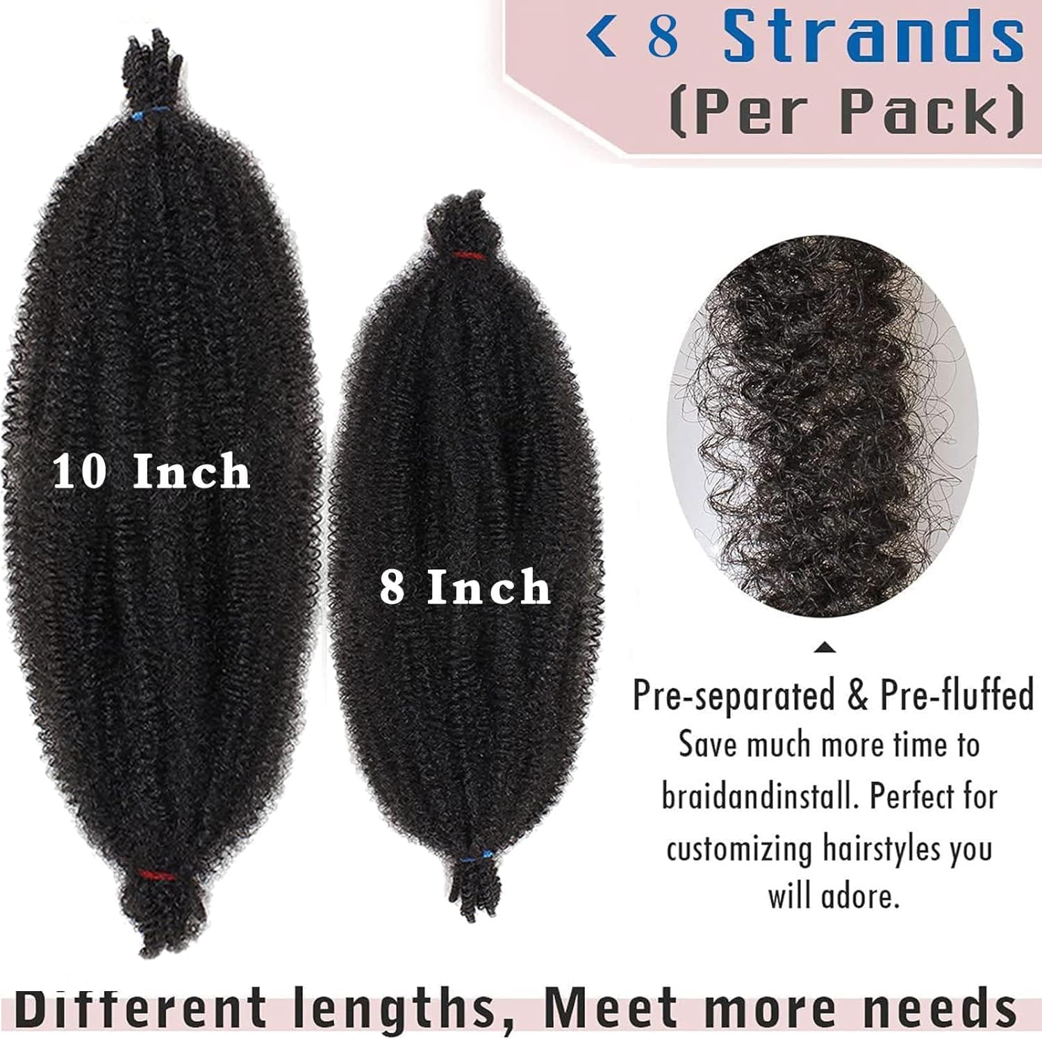 Xtrend - extensions Marley Twist - 61 cm - lot de 3, afro, douces, élastiques, noir 1B