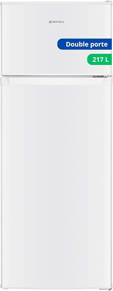 GEDTECH - Réfrigérateur congélateur haut - 217L, classe E, blanc - GE217DP