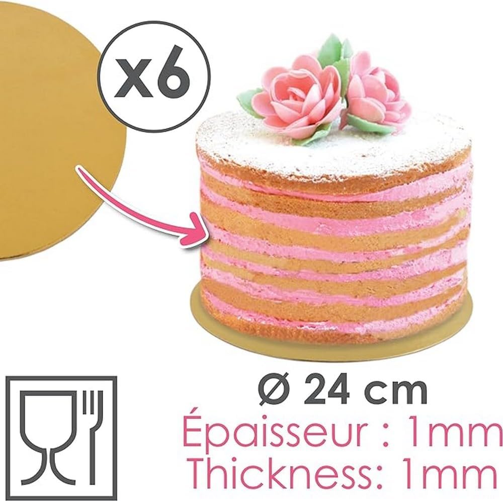 ScrapCooking - kit supports gâteaux ronds 24cm carton doré/noir - 5201