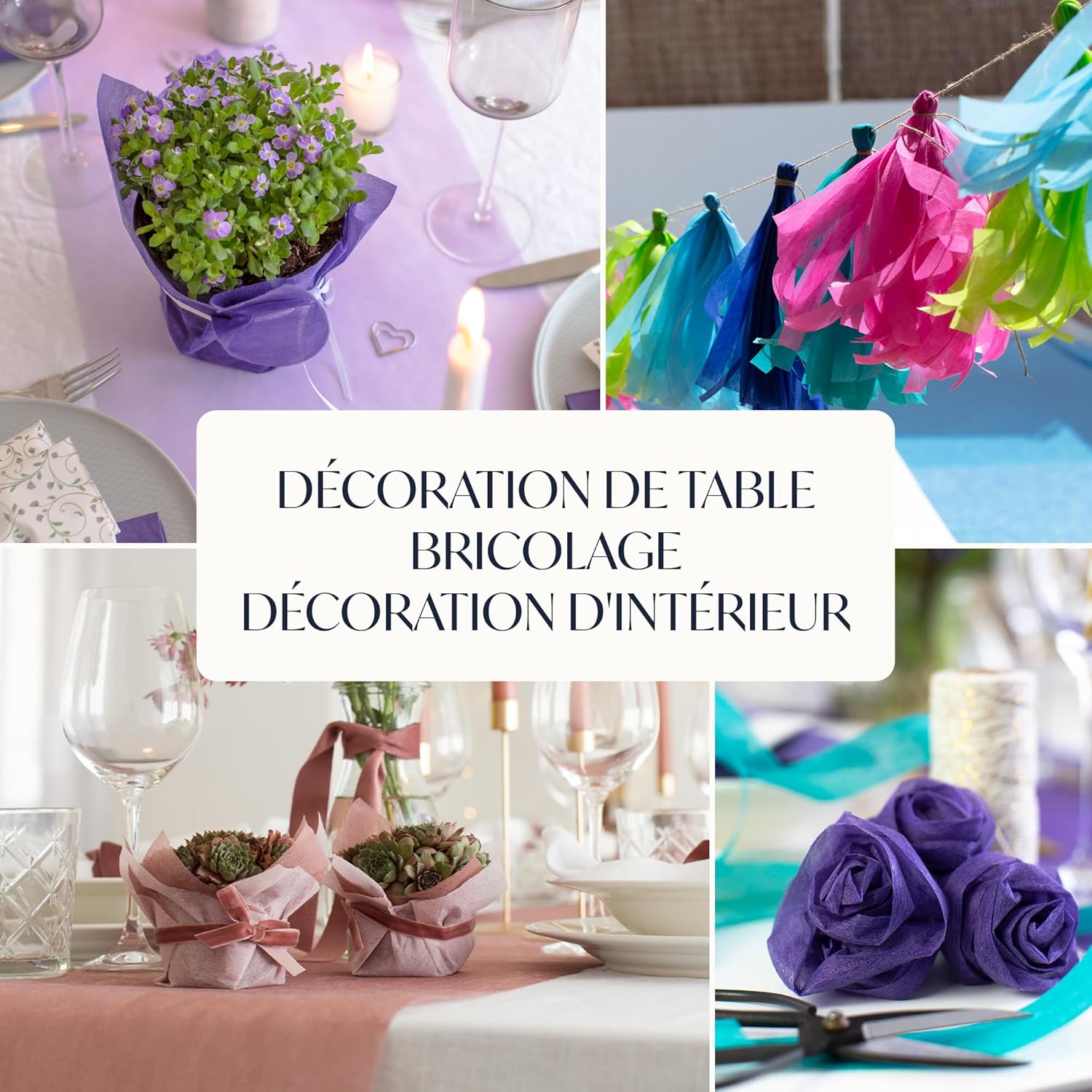 100%Mosel - Chemin de Table Pastel - 30x250cm - non-tissé, décoratif