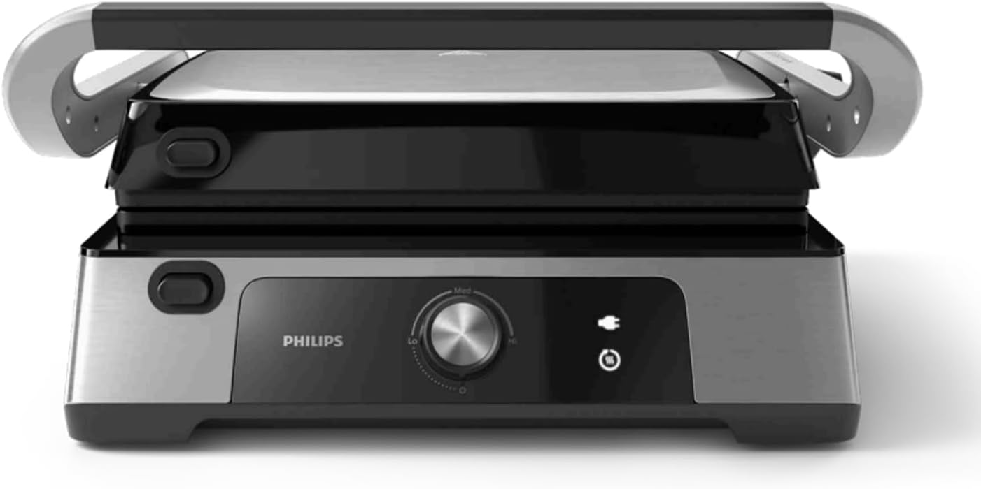 Philips - Grill de contact - surface XL, température réglable, plaques amovibles, HD6301/90