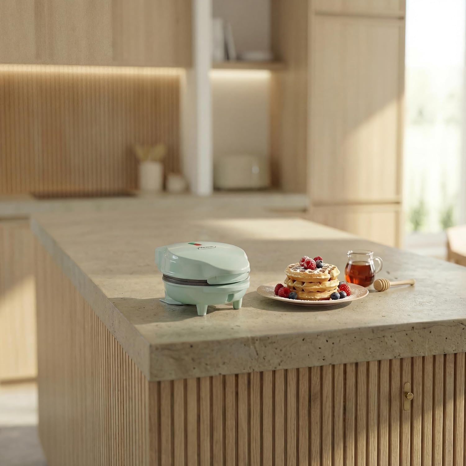 Bestron - Mini gaufrier rétro menthe - compact - revêtement anti-adhésif