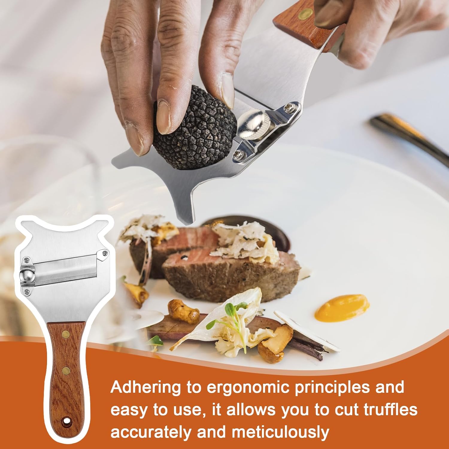 Coupe Truffe - trancheuse réglable bois et inox - idéal fromages, chocolat, légumes