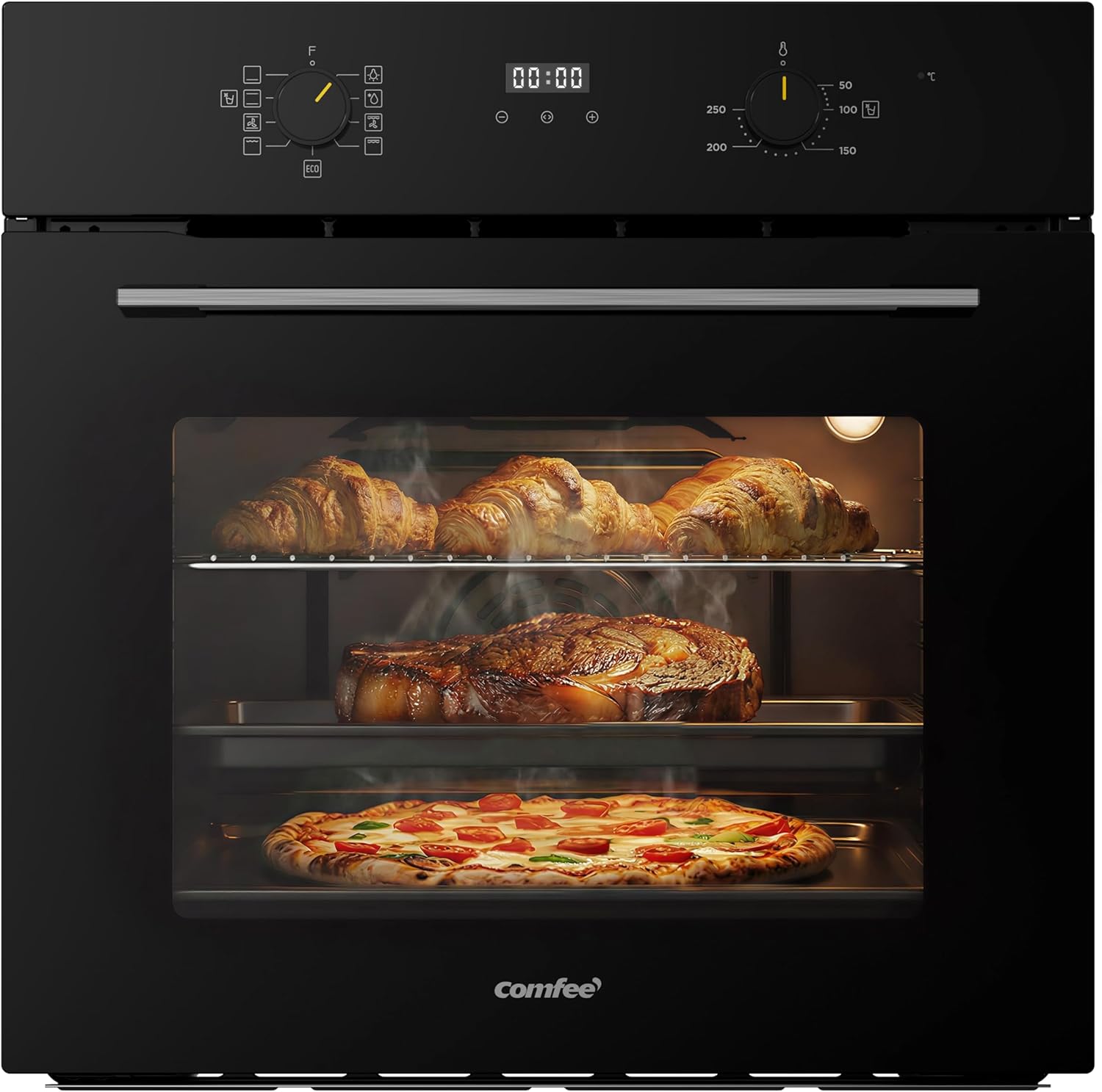 COMFEE - Four Encastrable Multifonction - 60cm - chaleur tournante, affichage digital