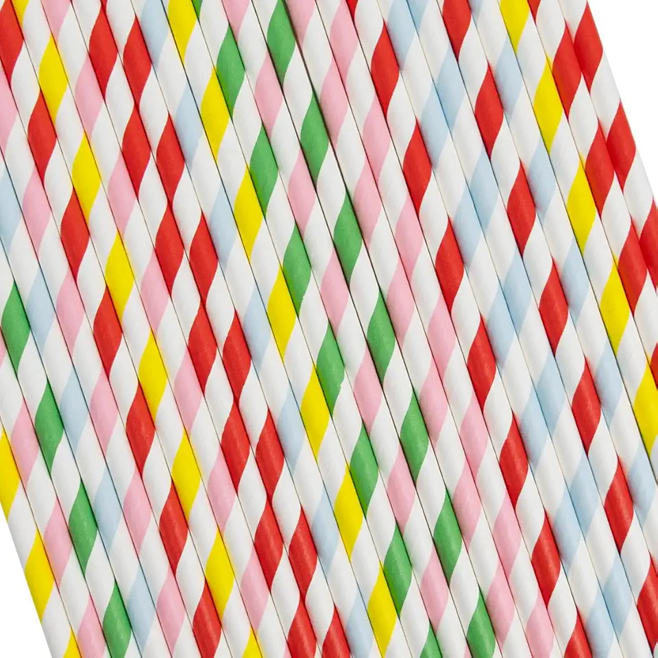 Pailles en papier - multicolores - lot de 100 - biodégradables, usage unique