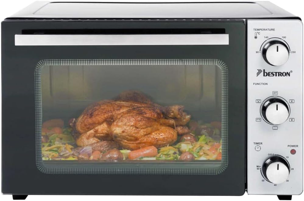 Bestron - mini-four 2 en 1, 31L, rôtissoire, 2000W, inox noir