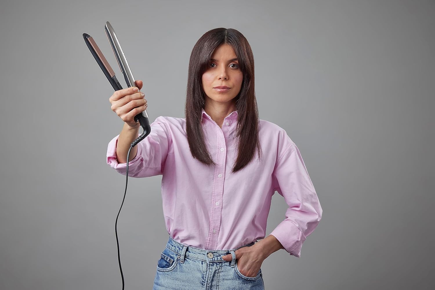 Remington - Lisseur Protect - céramique, écran LCD, 10 temp., soin kératine & huile d'amande - S8540