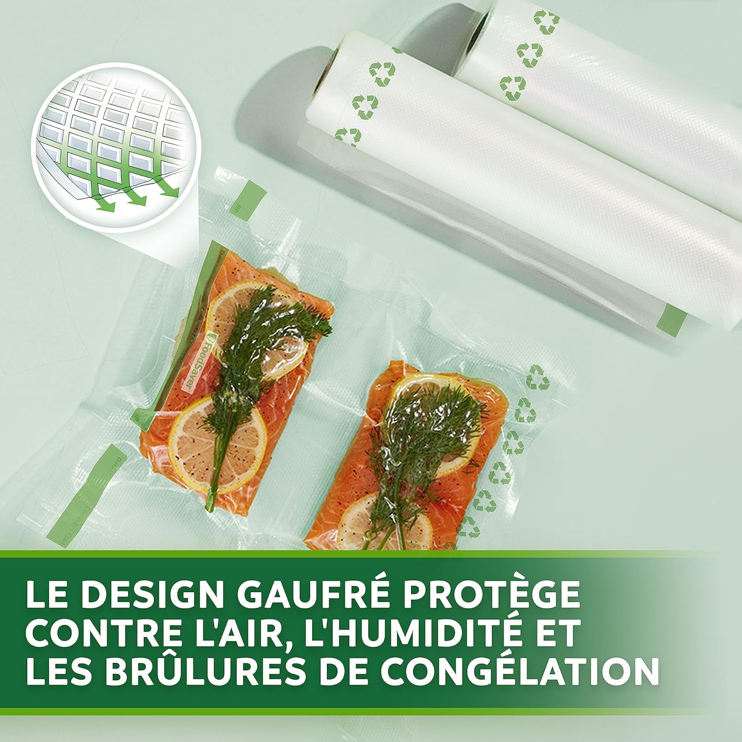 FoodSaver - rouleaux d’emballage - 28cm x 3m - sacs recyclables, réutilisables, sans BPA