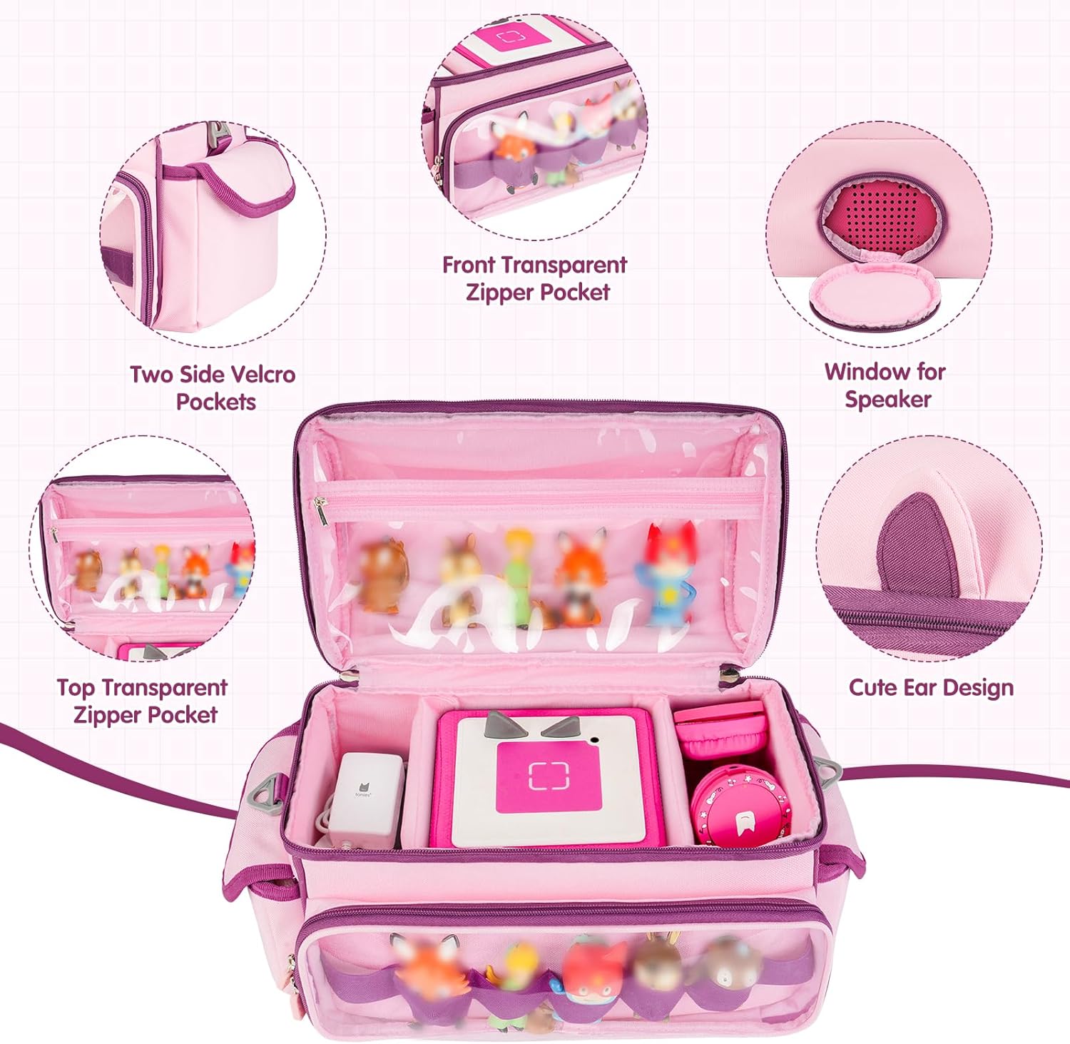 Étui de transport compatible Toniebox - rangement personnages - sac compact - accessoires