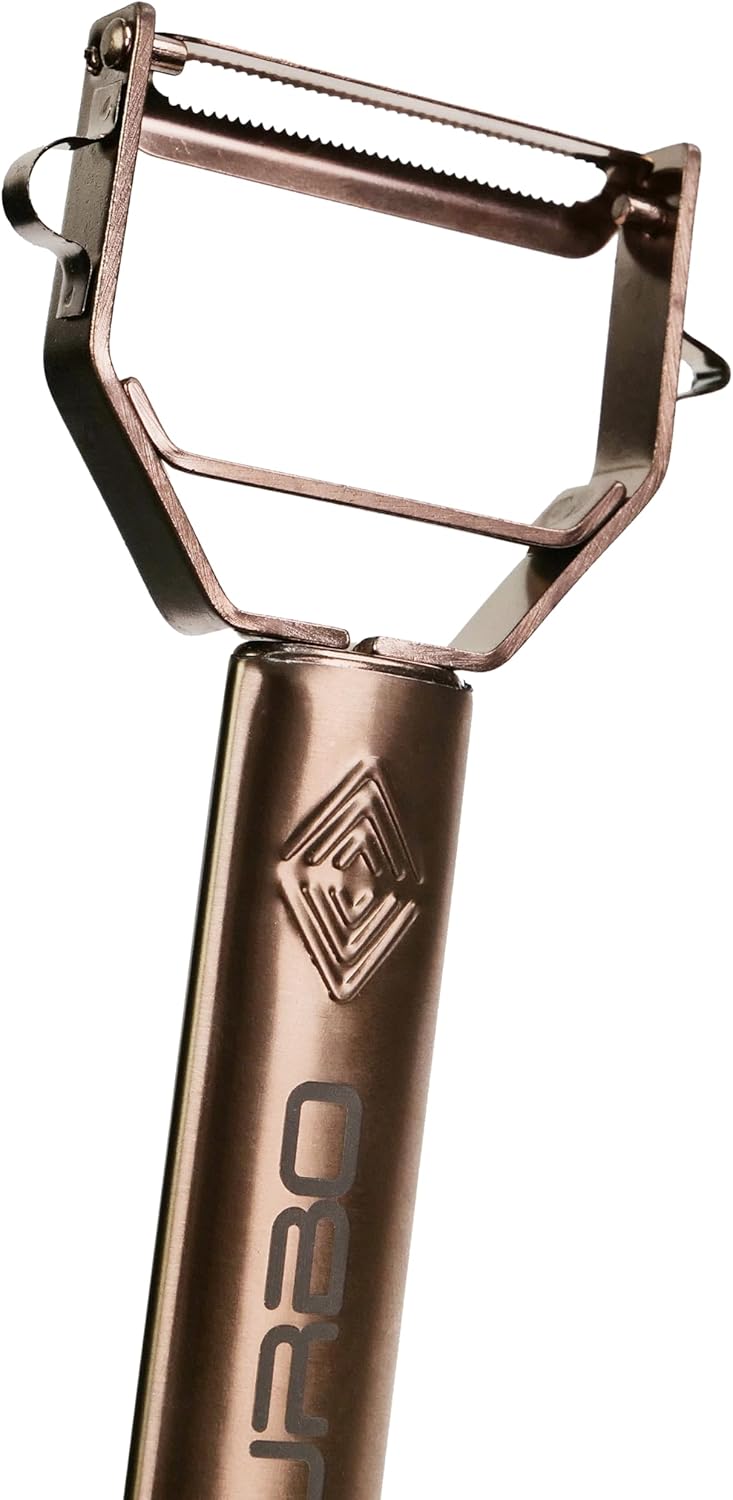 Turbo Produkte - éplucheur rosé inox 3 en 1, lame pendulaire fruits/légumes