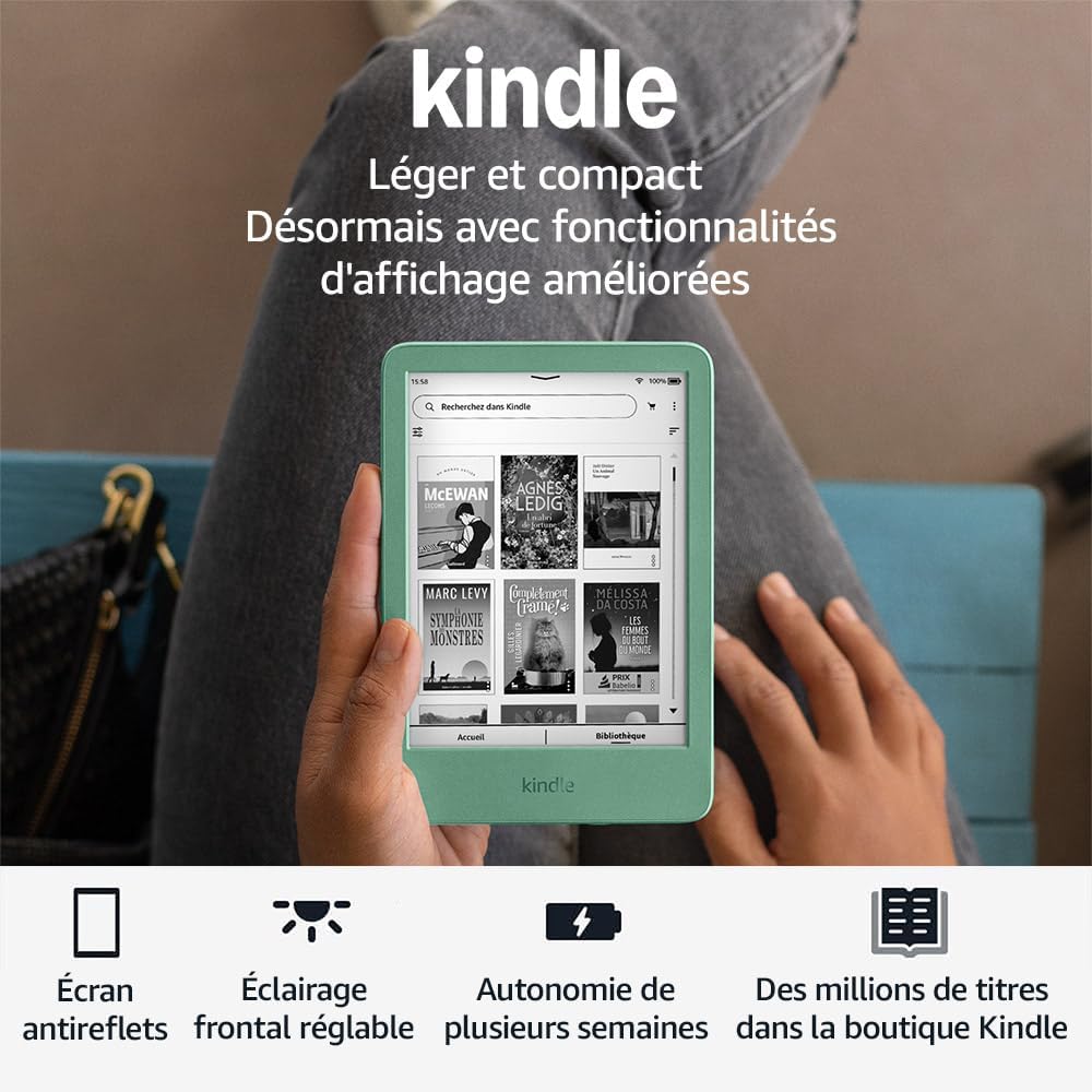 maxideelz Kindle - Nouvelle génération - compact, léger, écran 16 Go, éclairage réglable, Vert matcha