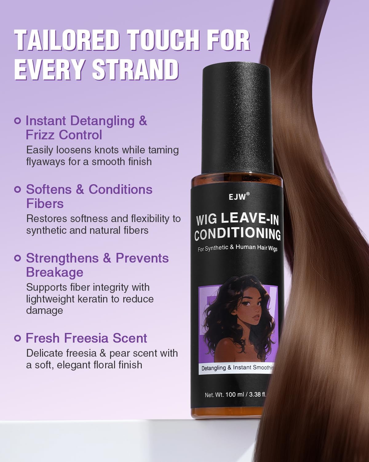 Spray Soin Sans Rinçage - démêlant perruques, jojoba, 100ml