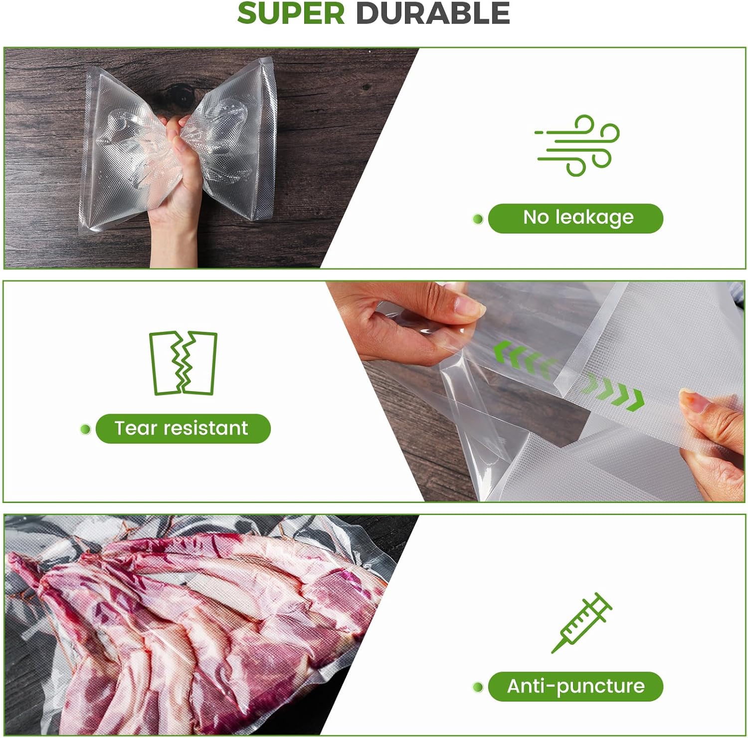 Diboniur - sacs sous vide alimentaire - 28/25/20x300cm - réutilisables, compatibles toutes machines