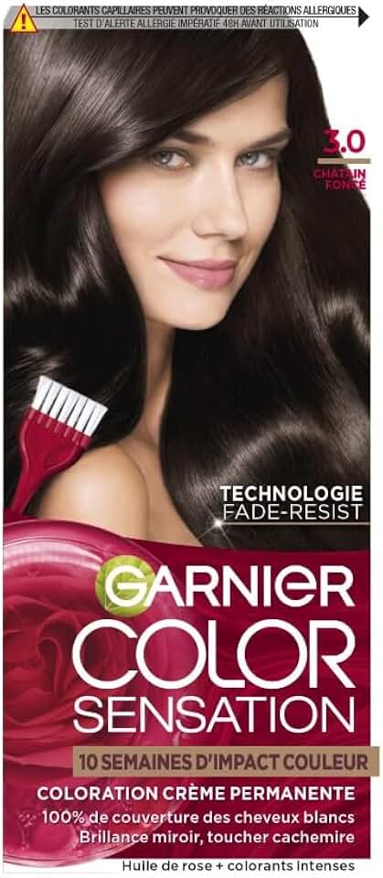 Garnier - Color Sensation Permanente - Châtain Foncé, couvre 100%, tenue 10 semaines