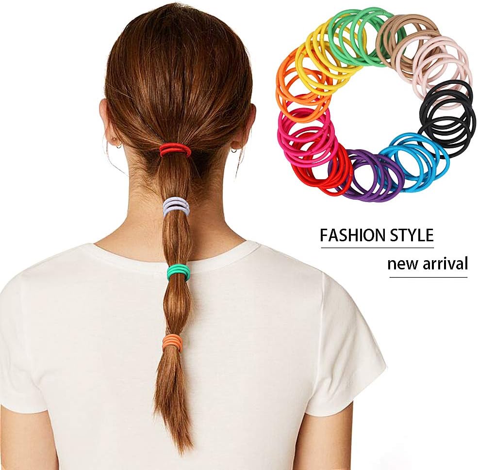 Bandes élastiques cheveux - 4mm - 50pcs, multicolore, femme & fille