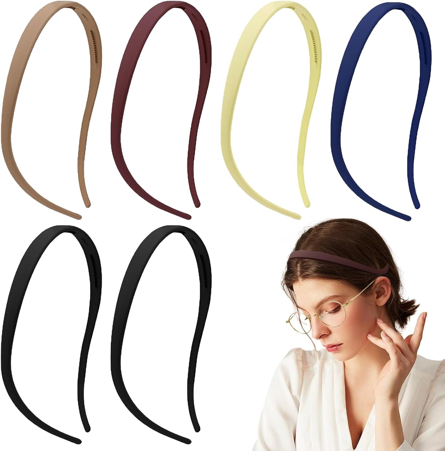 Serre-tête plastique femme - 6 pcs - bandeau dents, sans douleur