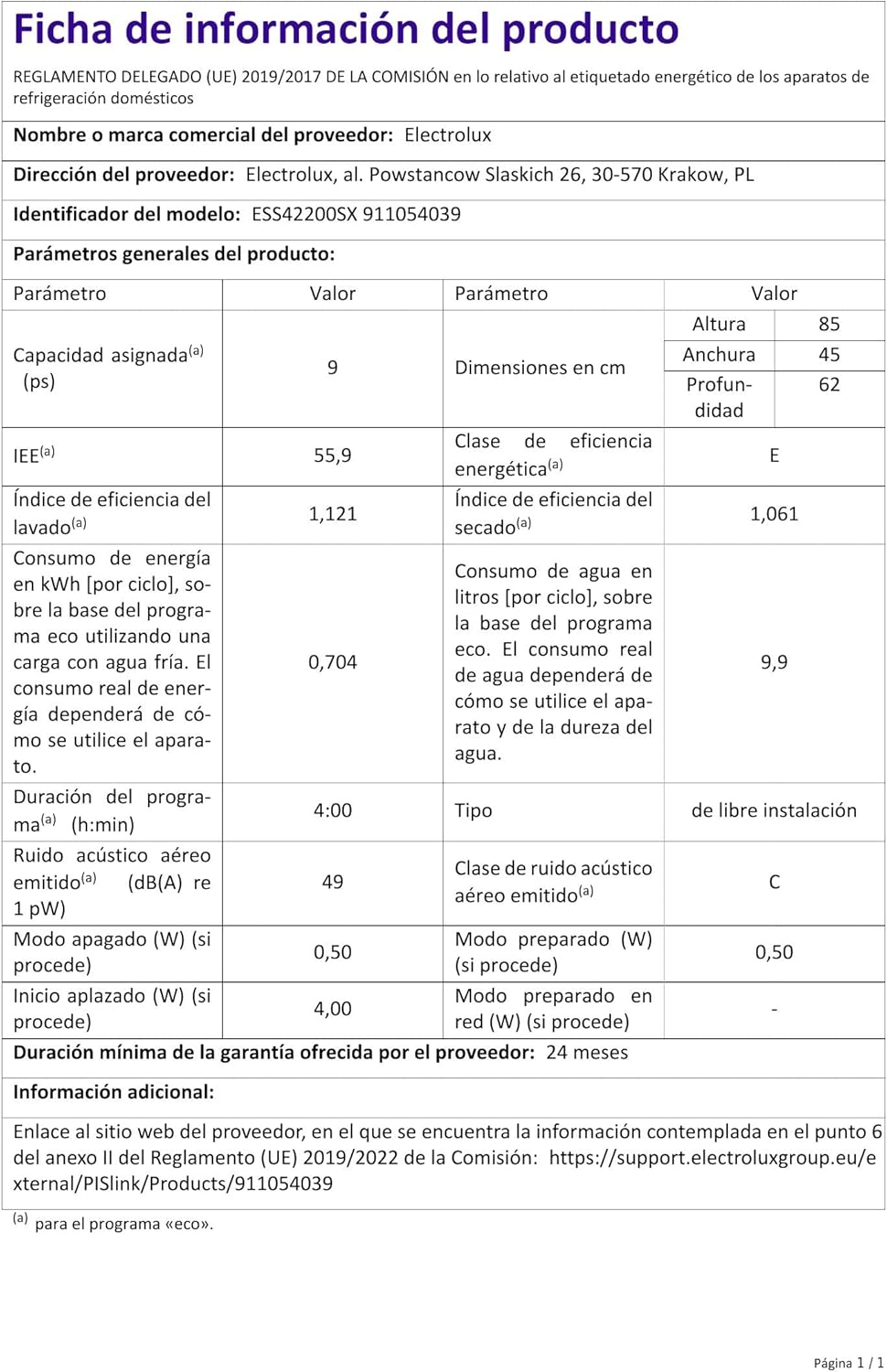 Electrolux - lave-vaisselle série ESS - 45 cm, 9 couverts, 47 dB, inox ESS42200SX