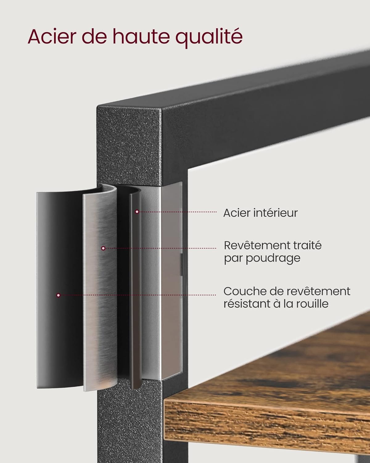 VASAGLE - étagère industrielle 5 niveaux, 30x66x153cm, marron/noir LLS061B01
