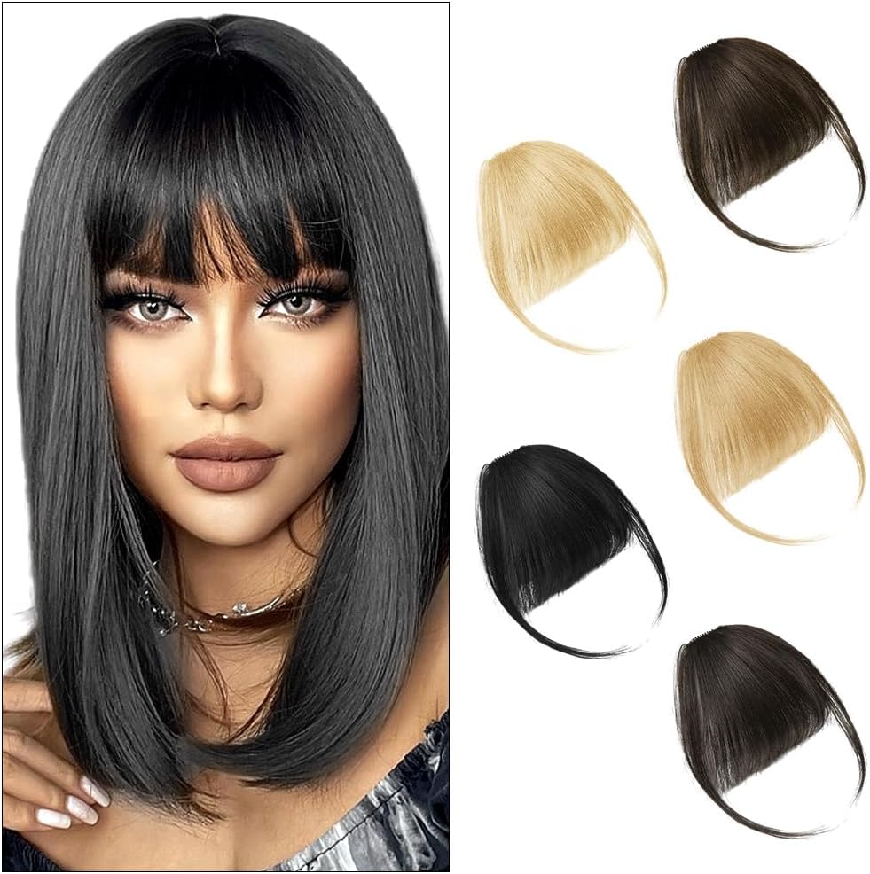 LOPHE - Frange à Clip - cheveux naturels noirs, air bangs, pour femme