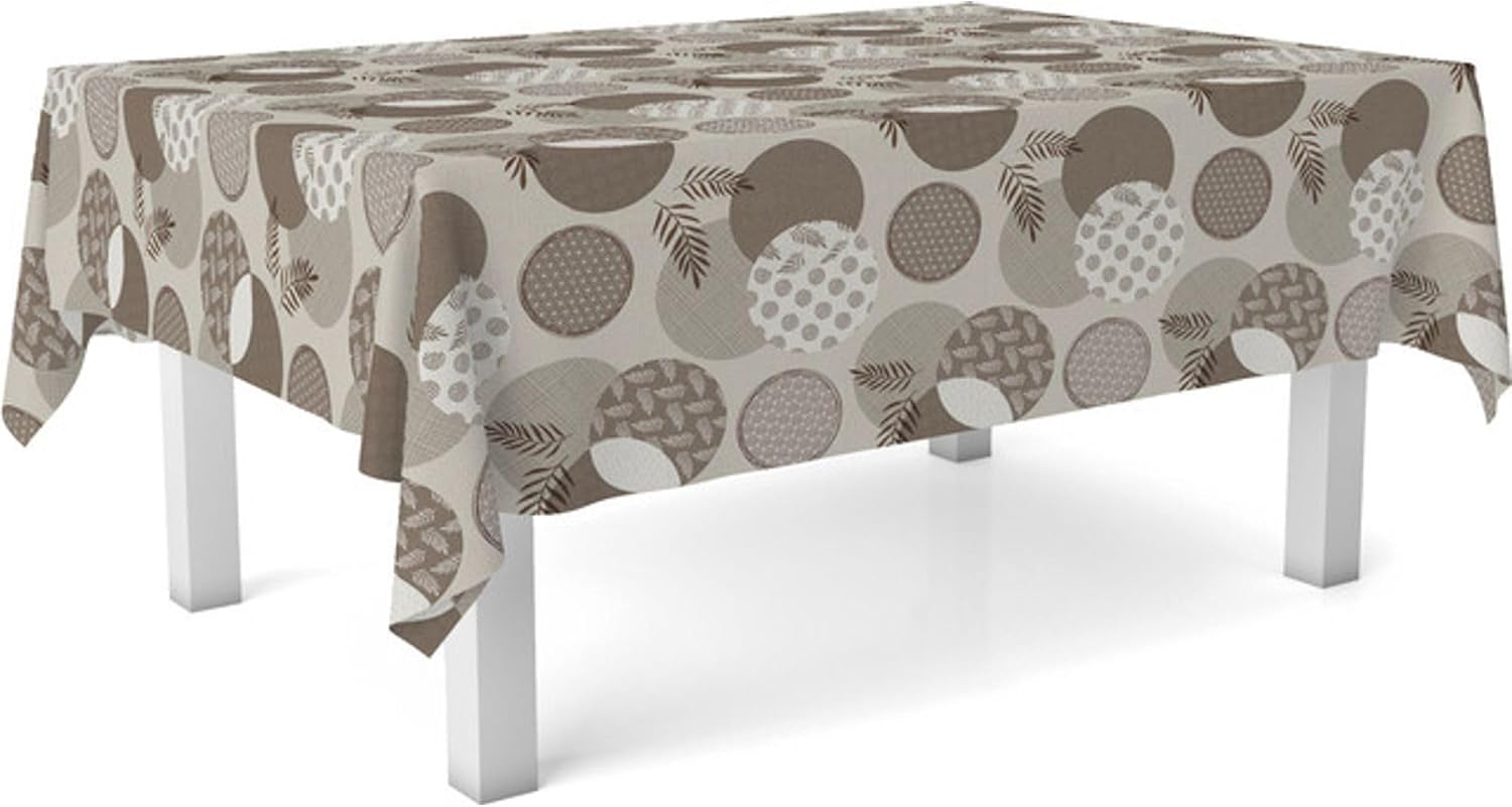Nappe en toile cirée - rectangulaire 100x140 cm - anti-taches, imperméable, facile d'entretien, Lens Brun