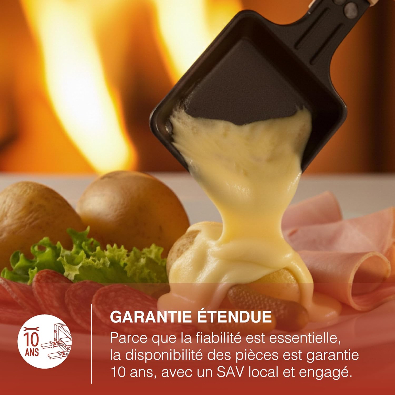 H.Koenig - WOD360 - raclette 8 personnes, 1400W, pierre granit, socle pivotant 180°