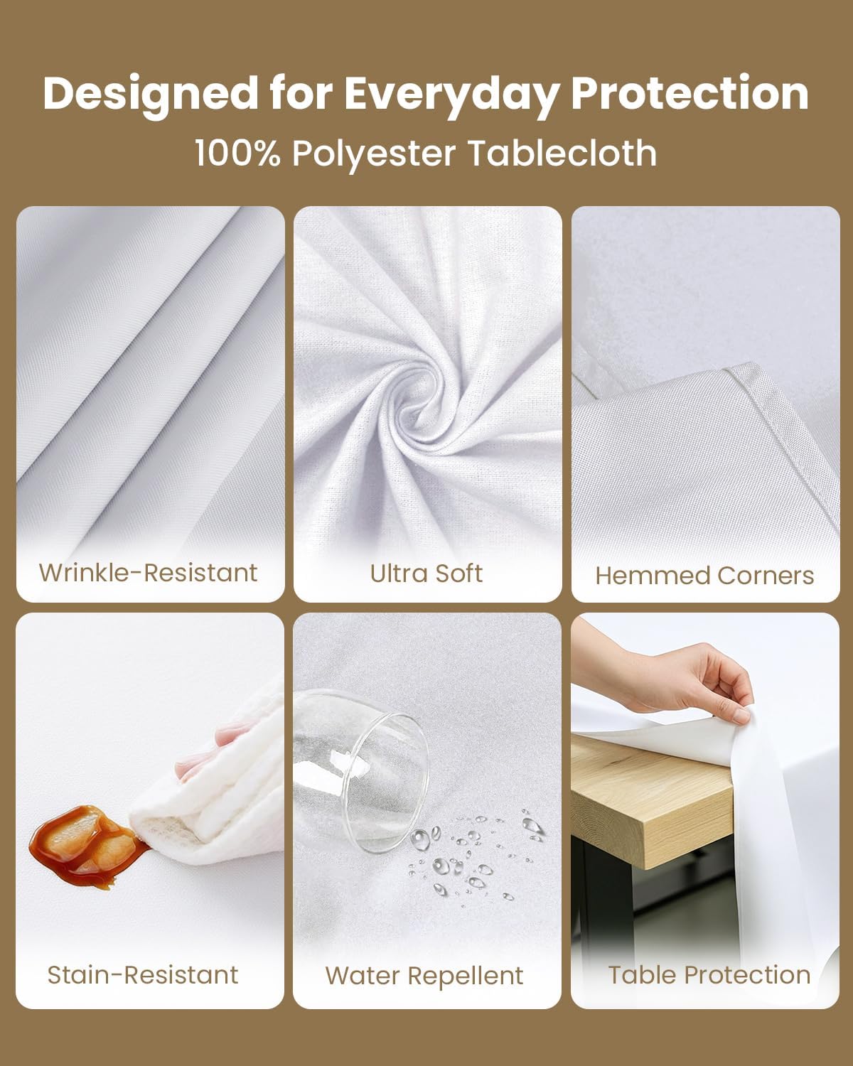 Utopia Kitchen - Nappe rectangulaire lot de 2, 152x213cm, lavable, blanc