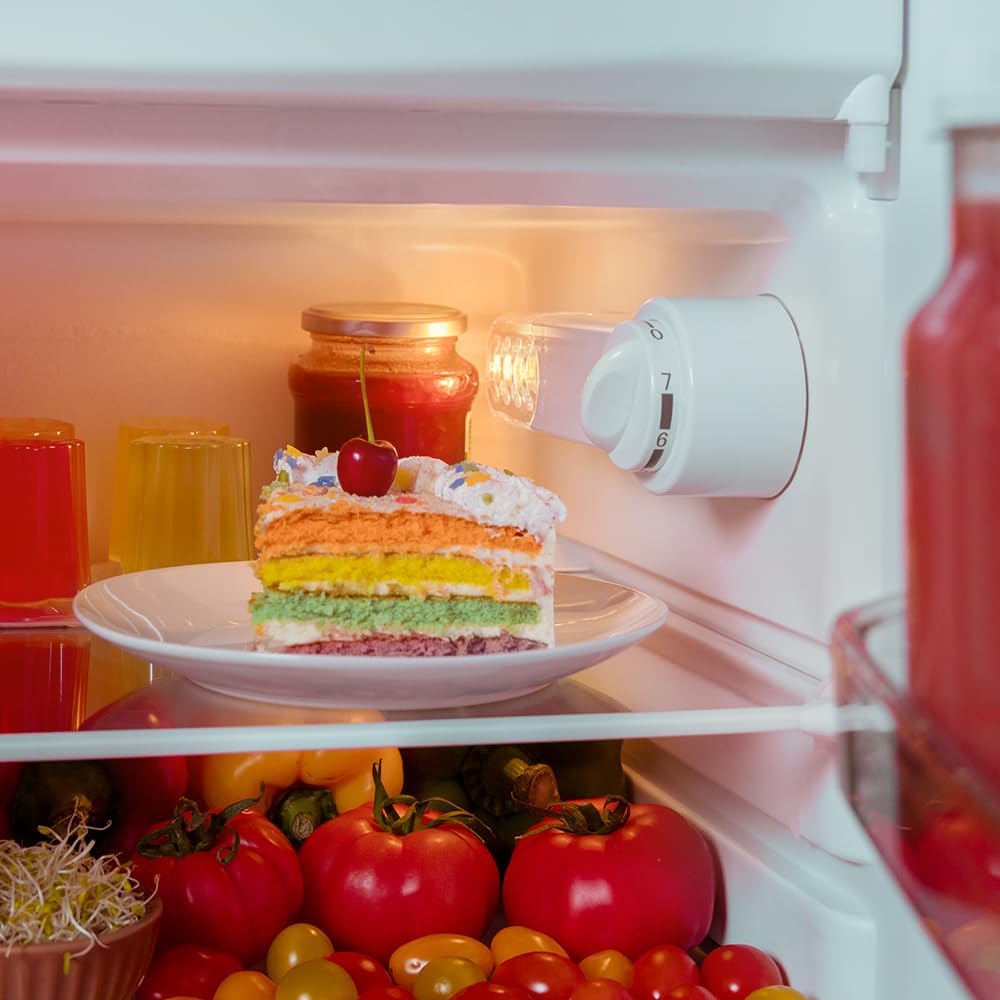 Cecotec - Bolero CoolMarket TT Origin 110 - 110L - Mini frigo rétro, classe E, éclairage LED, poignée chromée, ICEBOX, o