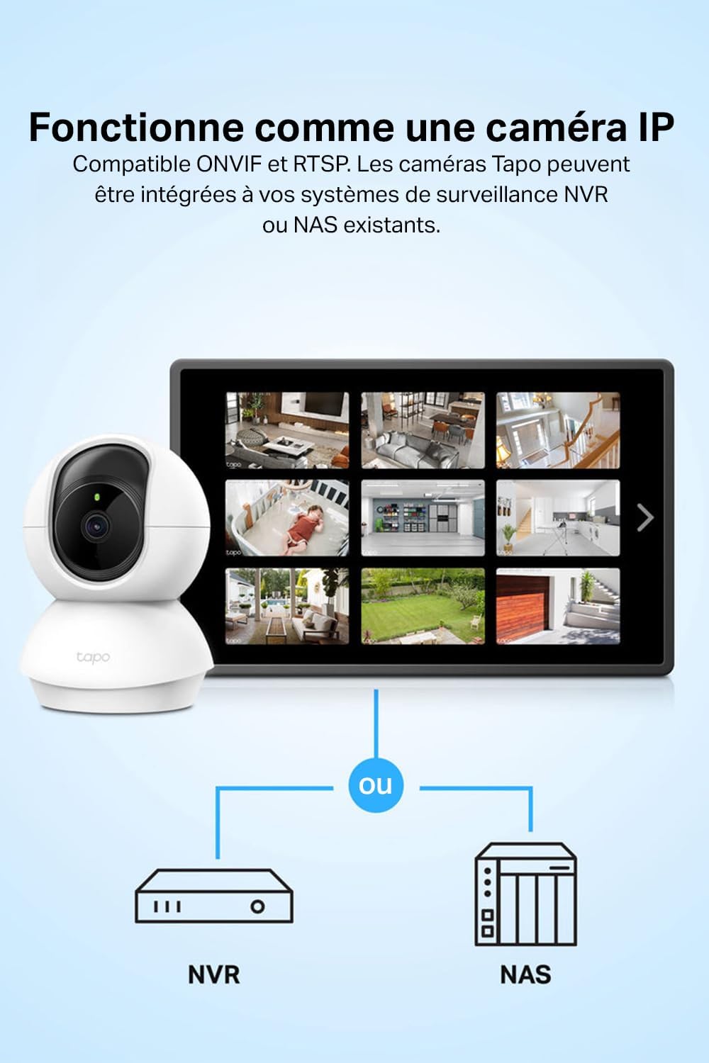 TP-Link - Tapo C210 - caméra WiFi 2K 3MP, rotation 360°, audio bidirectionnel, vision nocturne, détection personne, C210