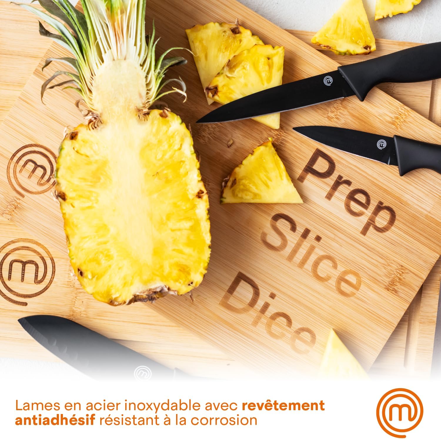 MasterChef - Set Couteaux Cuisine - inox, antiadhésif, ergonomique