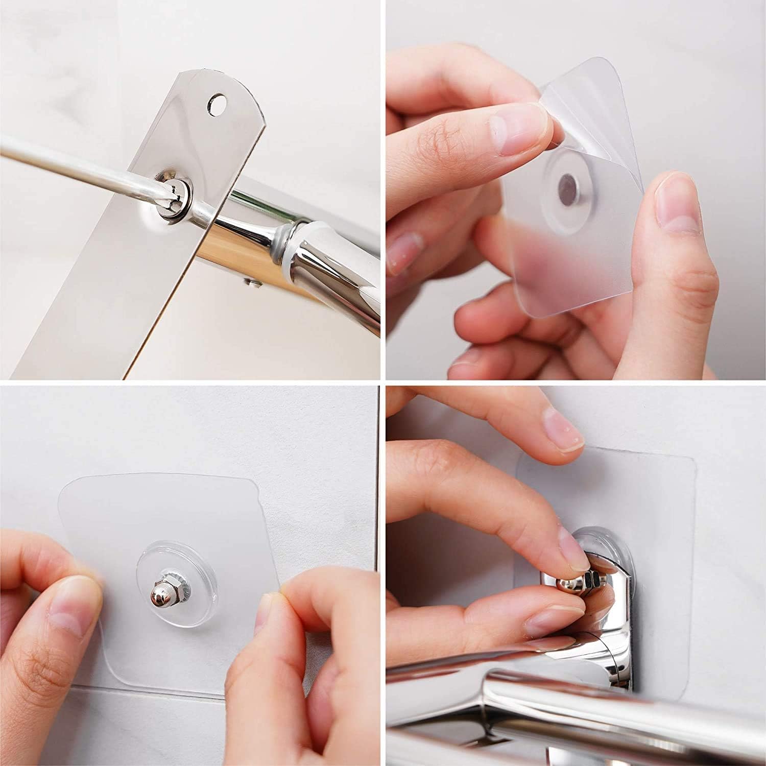 Porte-serviettes mural rétractable, inox, sans perçage, 2 niveaux, 50cm