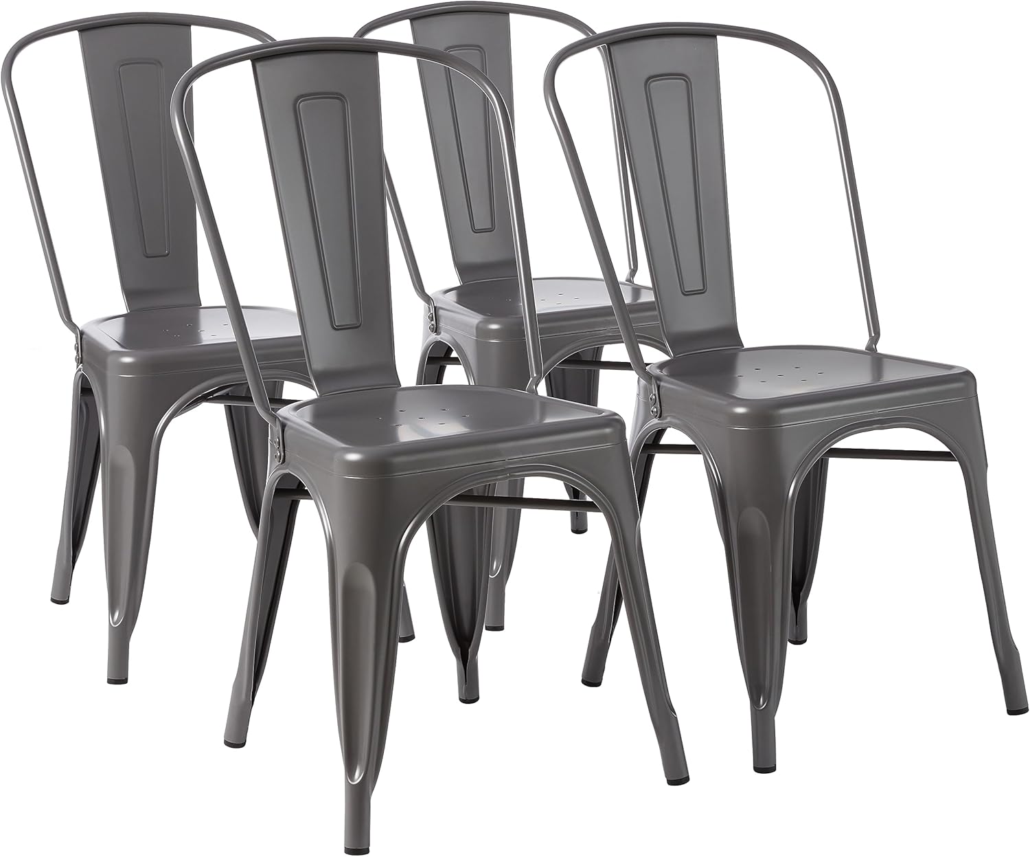 maxideelz Basics - lot de 4 chaises empilables métal - 51x43x85 cm - dossier bistrot, intérieur/extérieur