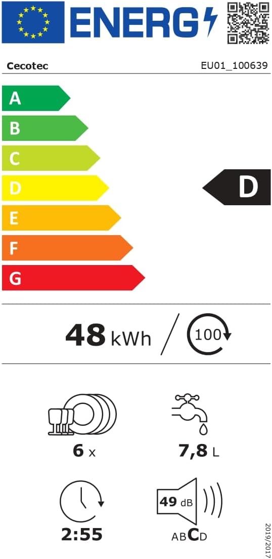 Cecotec - Bolero Aguazero 2400 - compact, 6 couverts, écran tactile, 1380W