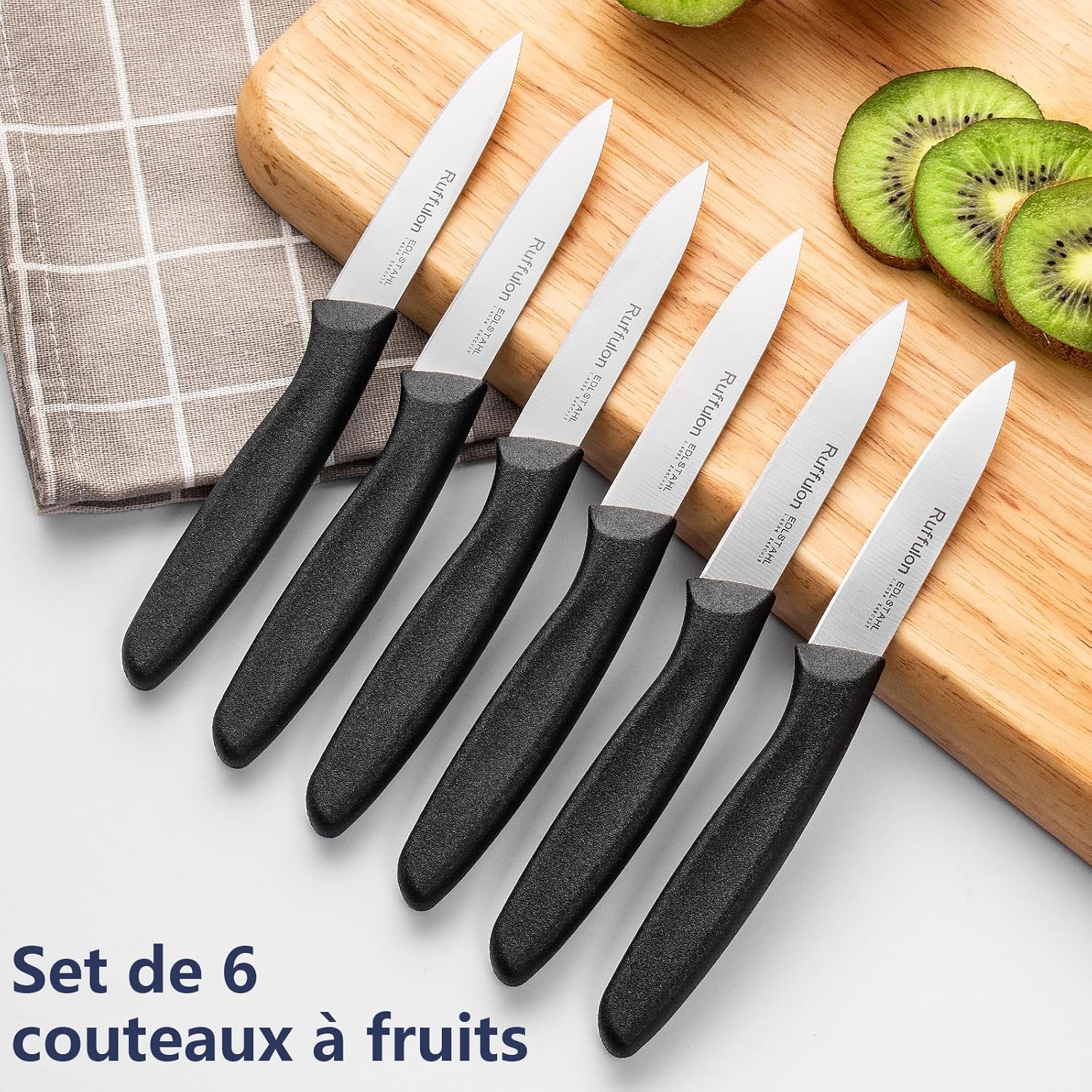 Ensemble de couteaux à légumes - 6 pièces inox - manche ergonomique, lavable, lame tranchante
