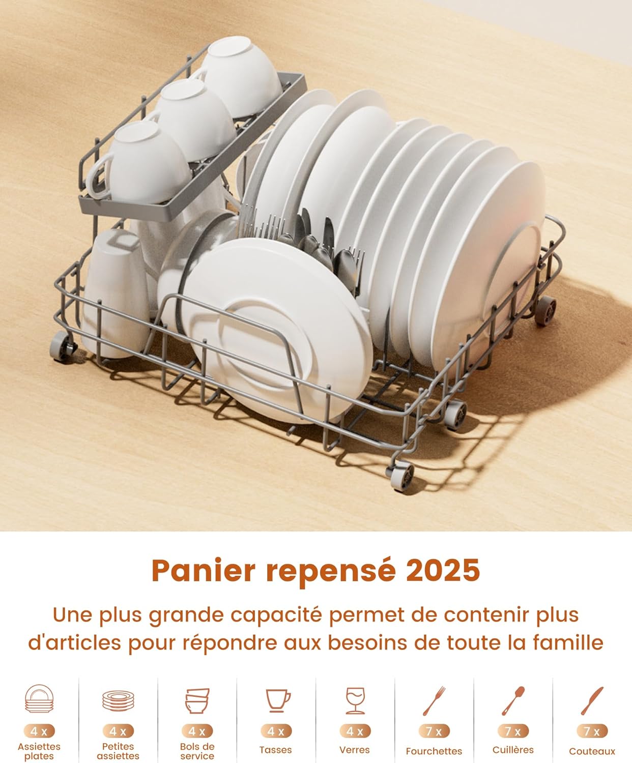 HAVA - lave-vaisselle de comptoir série 2025 - compact, adoucisseur d'eau, 8 programmes, sécurité enfant