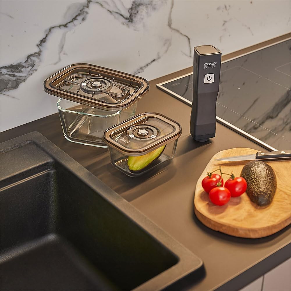 CASO - Vacu OneTouch Eco-Set - 3 bocaux, 10 poches, rechargeable, 150 min