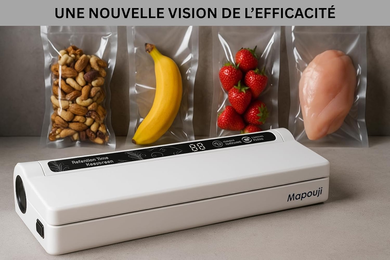 Machine sous vide alimentaire compacte - 20 sacs inclus - mise sous vide professionnelle, scellage rapide