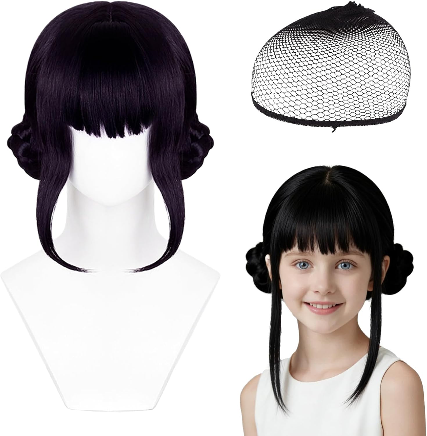 Perruque cosplay - longue tresse noir - résistante chaleur - fille