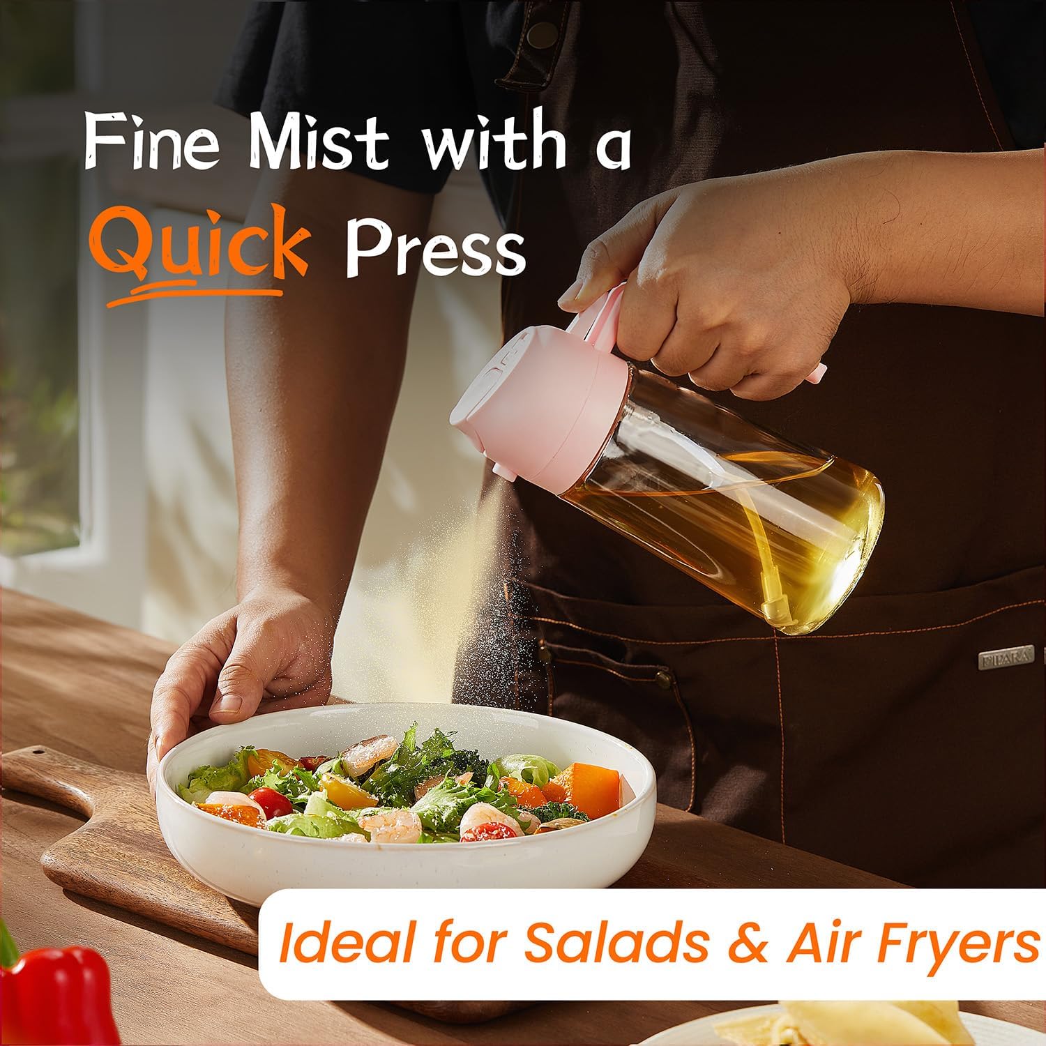 Vaporisateur huile cuisine - 470ml - 2-en-1 pour cuisson, salades, accessoires