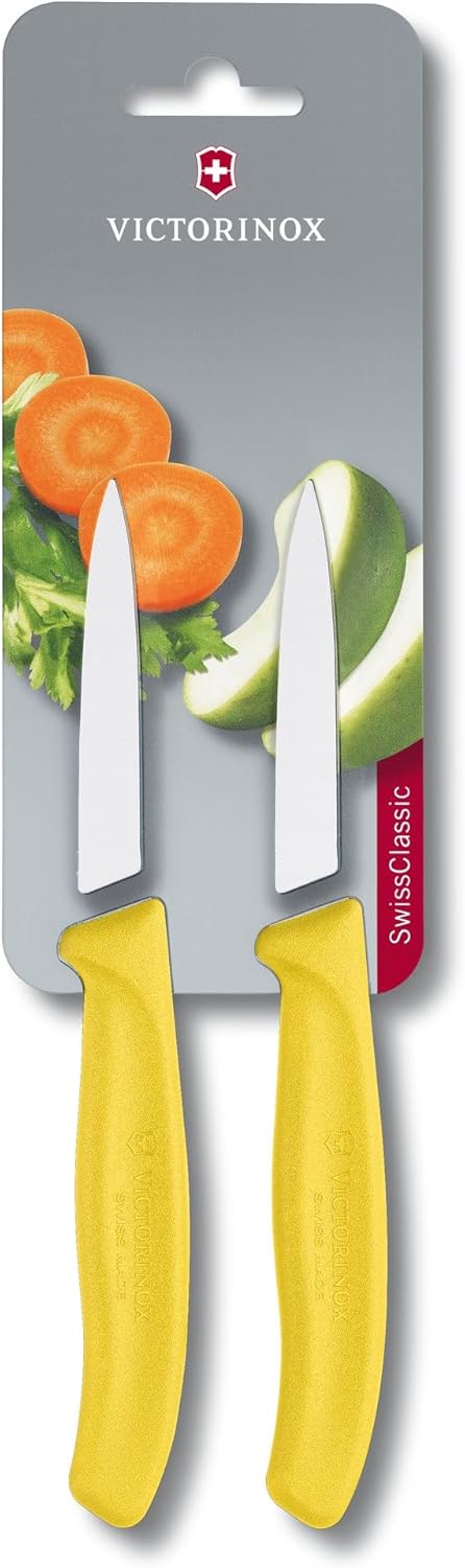 Victorinox - Swiss Classic - 8 cm - Set 2 couteaux éplucheurs inox poignées jaunes